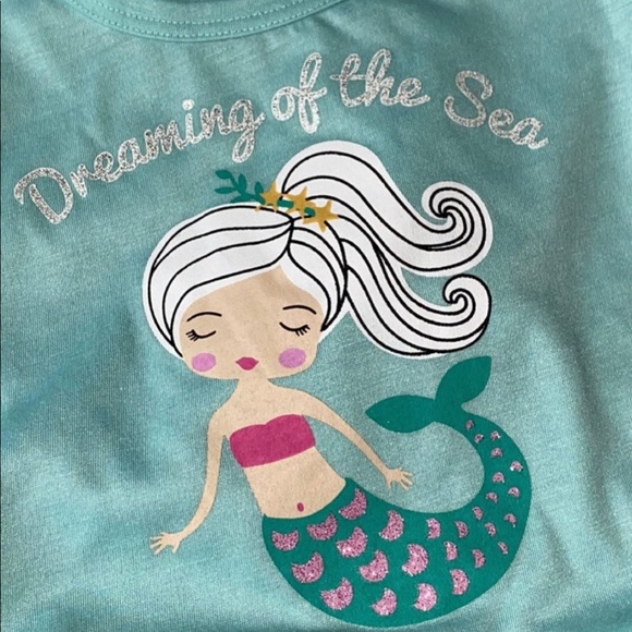 NWT Chasing Fireflies Boutique Mermaid Dreams - Ocean Beach Sea Pajamas PJ’s 2T - Picture 3 of 7